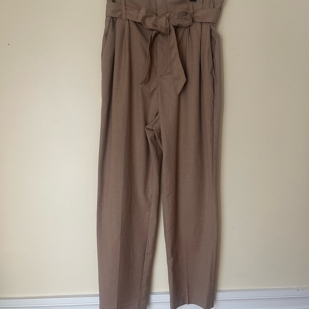 H&M high-waisted, zip fly and wide tie belt.
